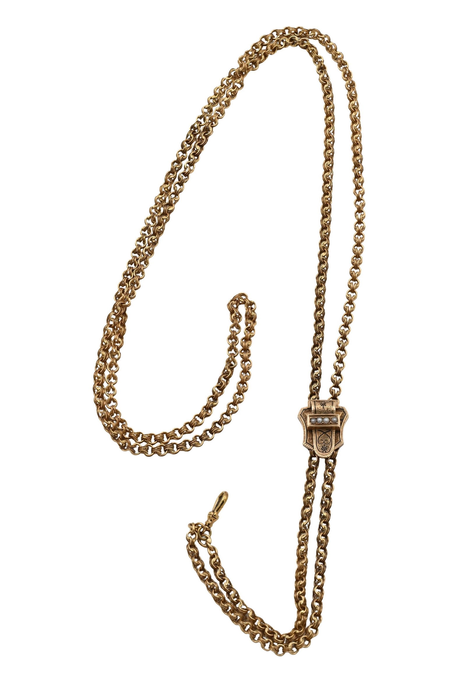 14K Yellow Gold Victorian Slide Watch Chain (1 of 5)