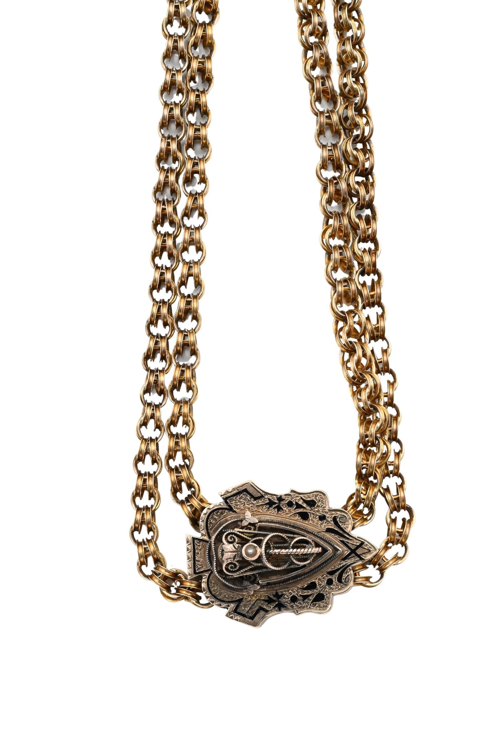 14K Yellow Gold Victorian Slide Watch Chain (1 of 4)