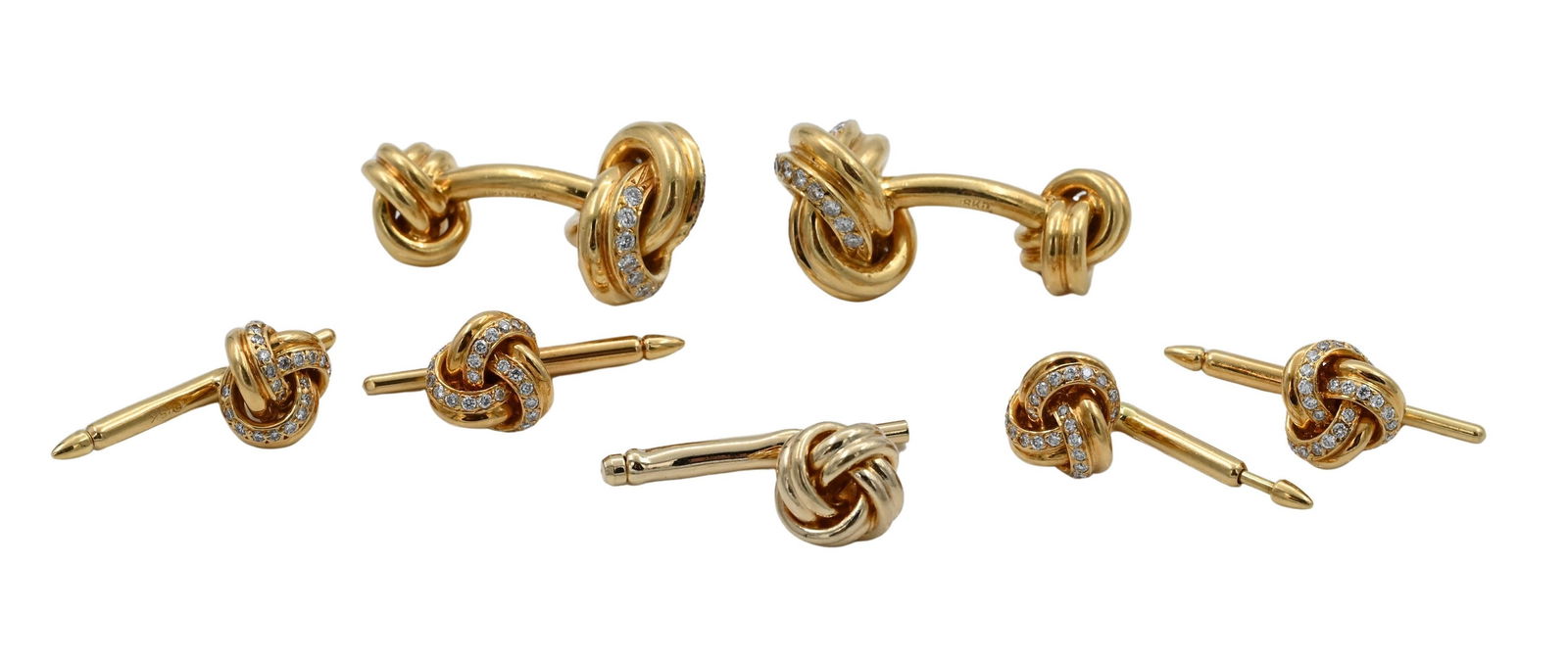 Tiffany and Company 18K Yellow Gold Cufflink and Button Set in Knot Style (1 of 5)
