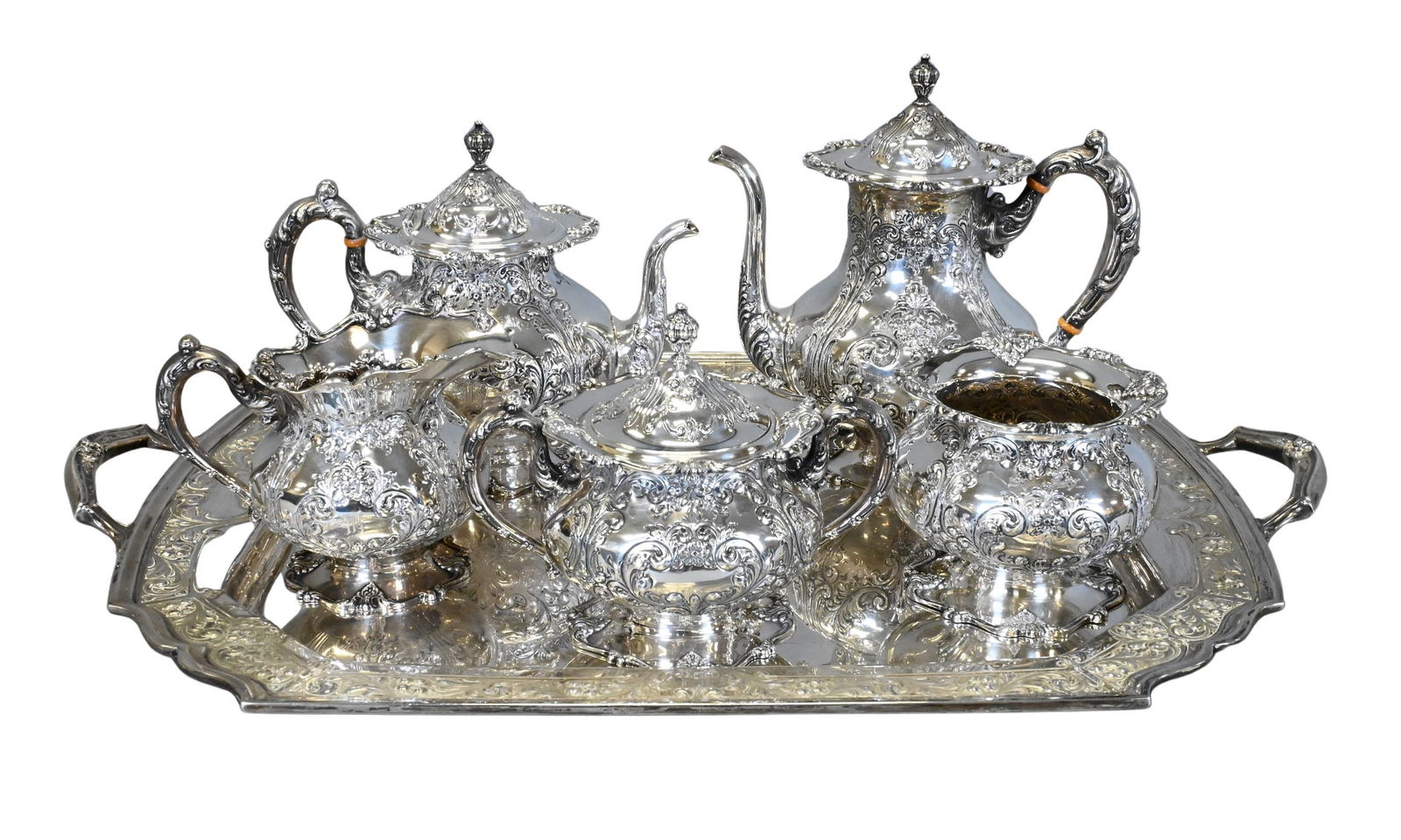 Six Piece Whiting Sterling Silver Tea and Coffee Set (1 of 8)