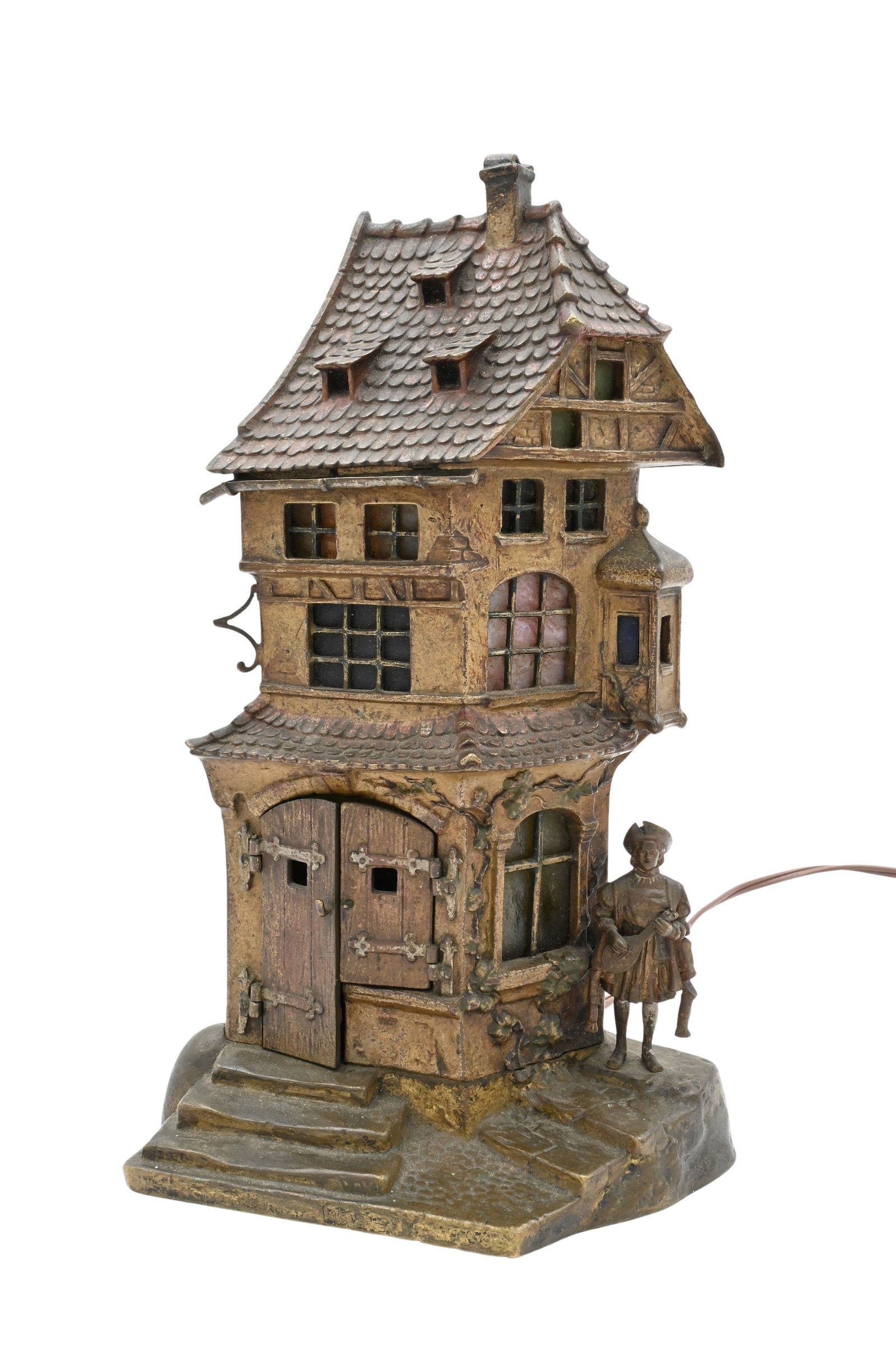 After Franz Bergmann (Austrian 1861-1936) Austrian Cold Painted Bronze Lamp (1 of 8)