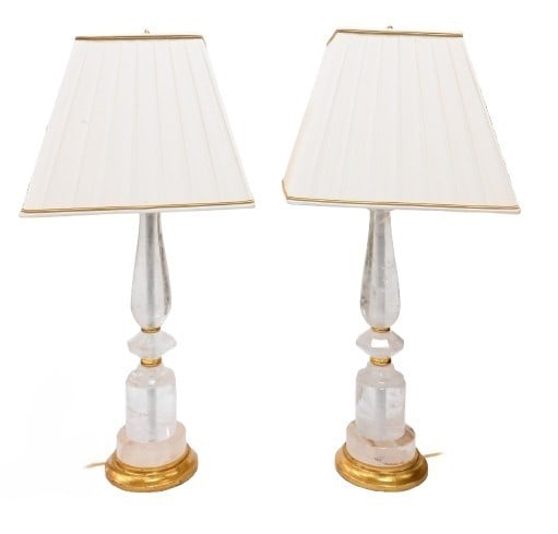 Pair of Rock Crystal and Giltwood Lamps (1 of 7)