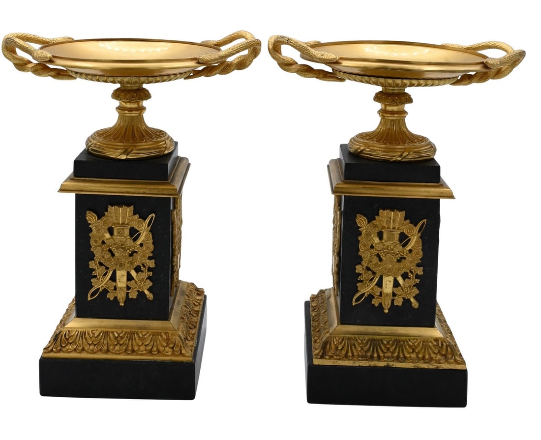 Pair of Empire Ormolu Mounted Marble Tazza (1 of 7)