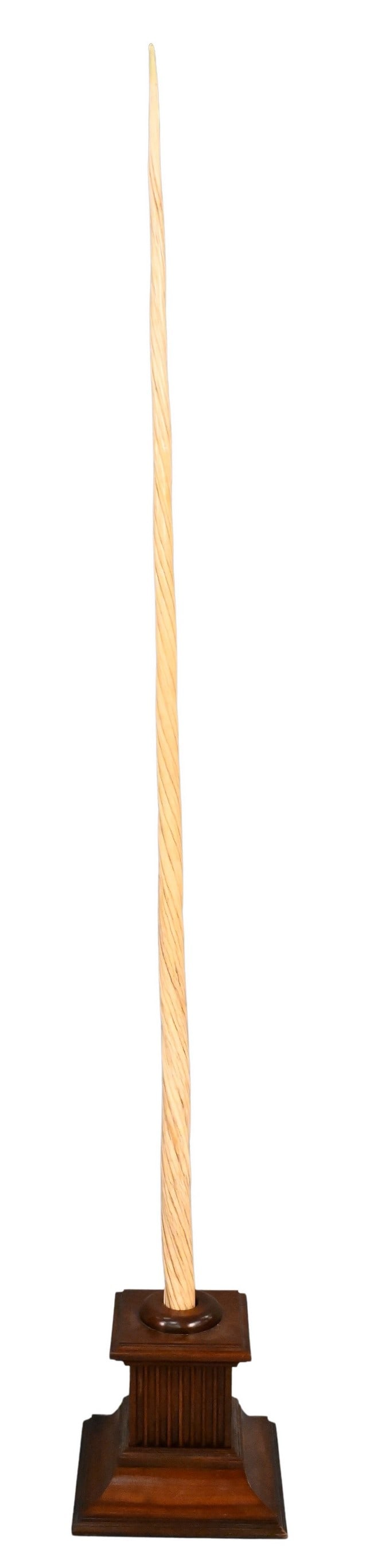 Narwhal Tusk on Custom Mahogany Stand: Narwhal Tusk on Custom Mahogany Stand 19th century tusk height 76 1/2 inches, total height with stand 84 inches Provenance: The Eric Van Rooy Estate: A Connecticut Gentleman's Collection Condition: pr