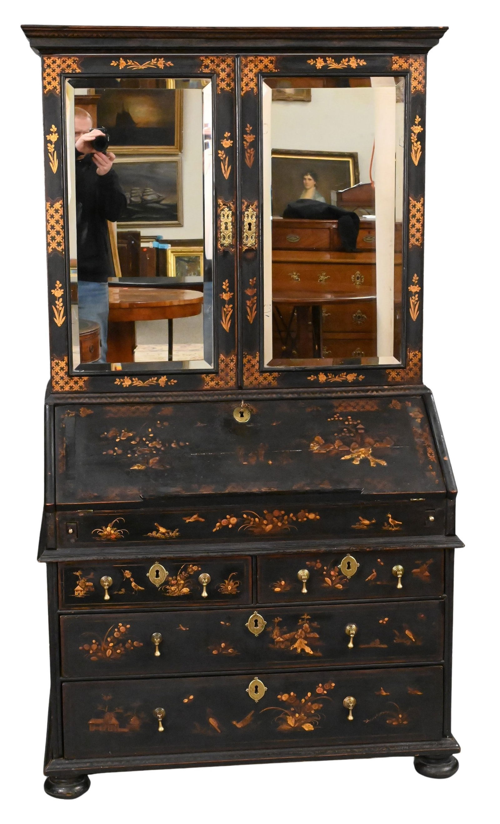 George II Secretary Desk in Two Parts having Original Chinoiserie Decoration (1 of 7)