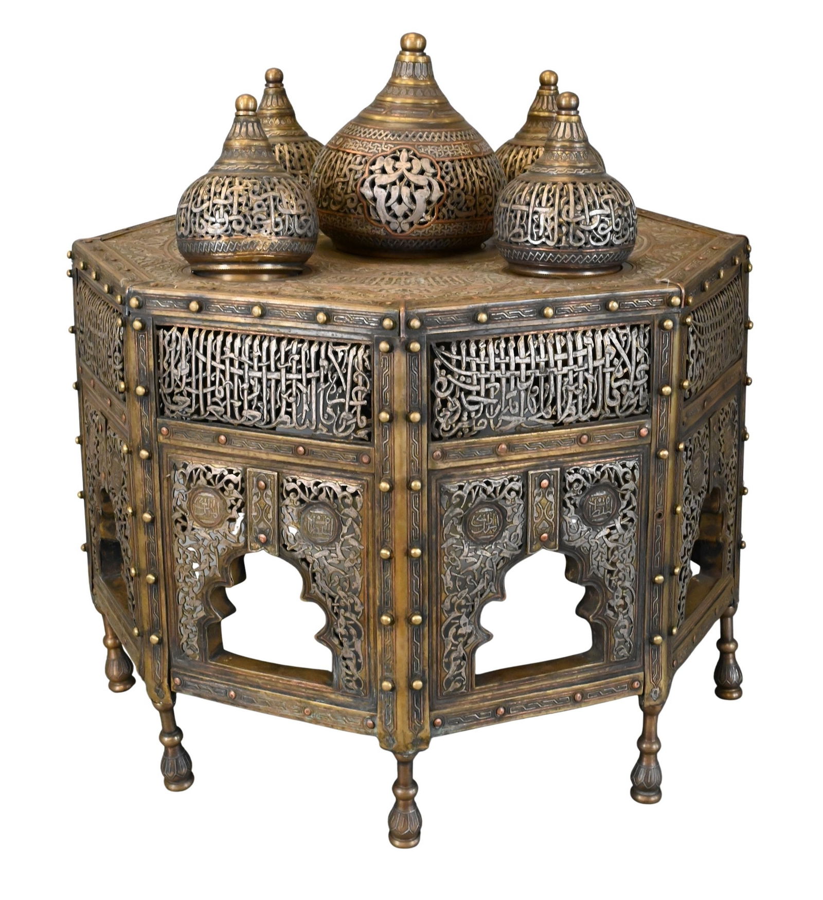 Islamic Silver Inlaid Domed Incense Burner (1 of 8)