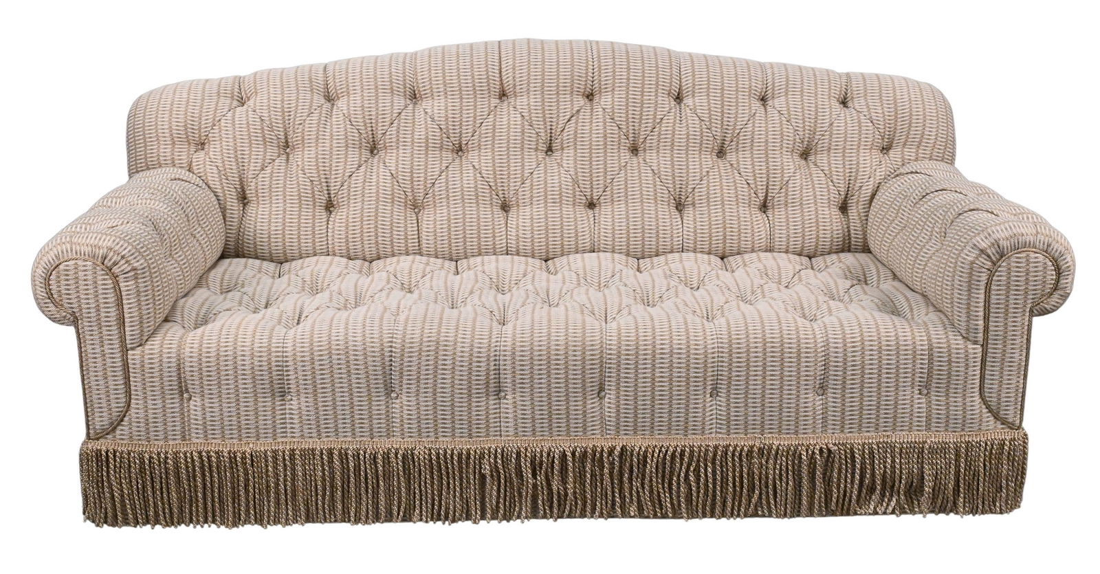 Custom Camel Back Tufted Sofa Attributed to de Angelis (1 of 6)