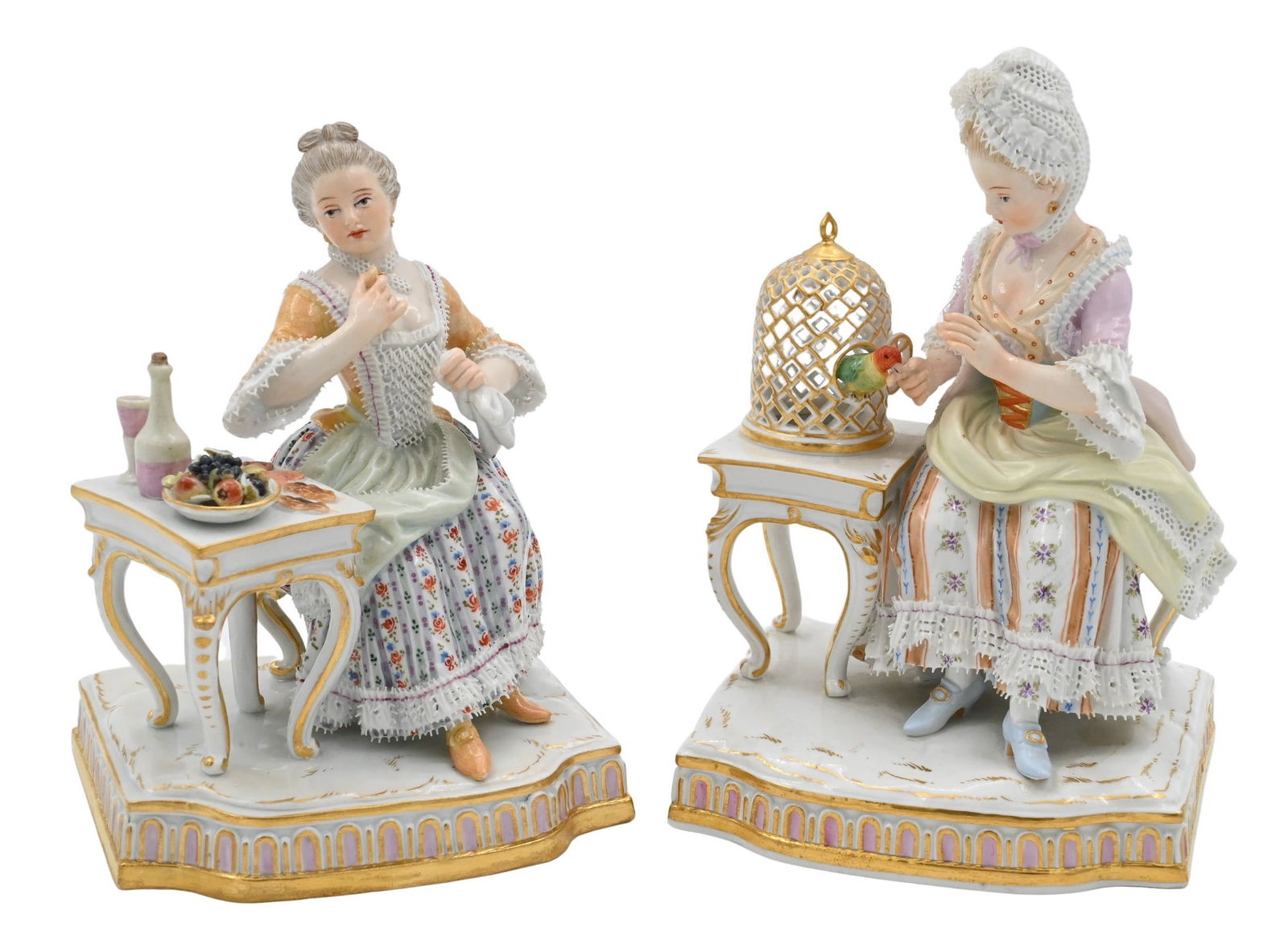 Two Meissen Porcelain Allegorical Figural Groups of the Senses (1 of 9)