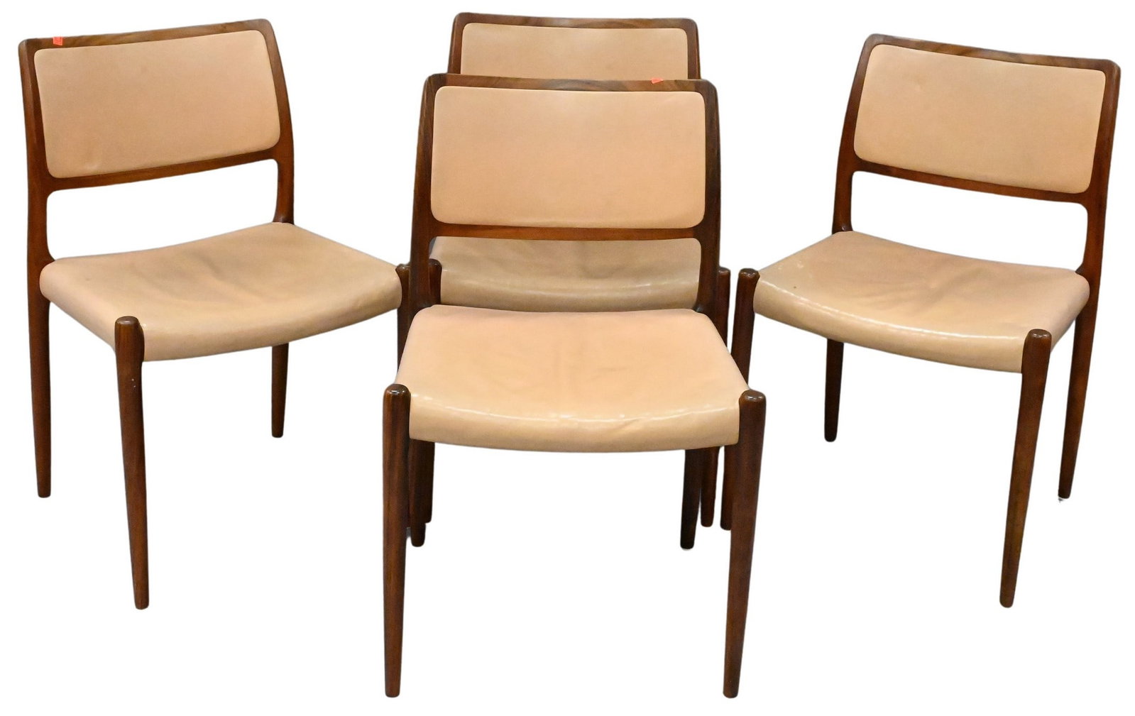 Set of Four Niels Otto Moller Rosewood Dining Chairs: Set of Four Niels Otto Moller Rosewood Dining Chairs having leather upholstery height 31 inches, width 19 1/2 inches Provenance: From a Washington Depot Connecticut Collection