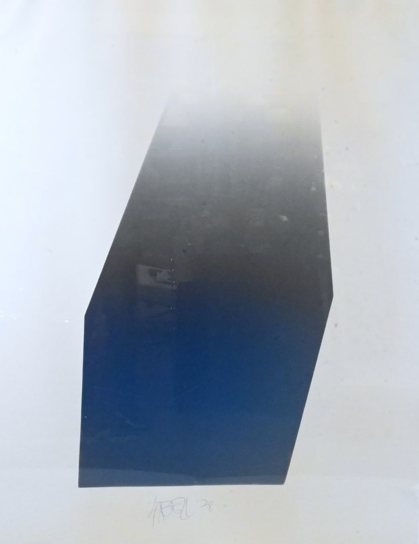 Larry Stuart Bell (American B.1939): Larry Stuart Bell (American B.1939) "AMF II", 1978 Mixed media, vaporized aluminum and silicon monoxide on paper Signed and dated bottom center L.Bell 78, titled on verso 52" x 42"