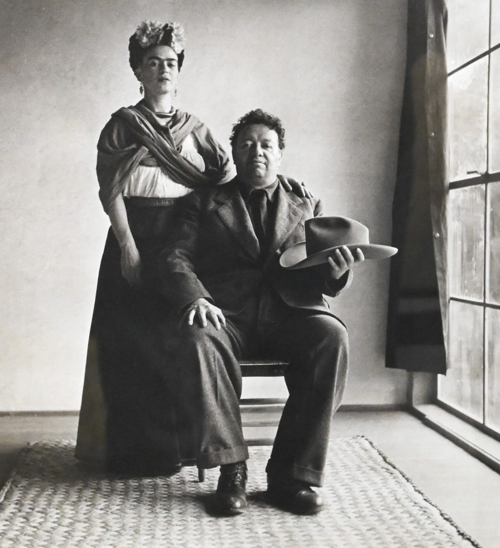 Nickolas Muray (Hungarian 1892-1965): Nickolas Muray (Hungarian 1892-1965) "Frida and Diego with Hat" Platinum print #26 from a limited edition of 39 prints and five artist proofs by Sal Lopes 11" x 10" Provenance: Nickolas Muray Photo Ar