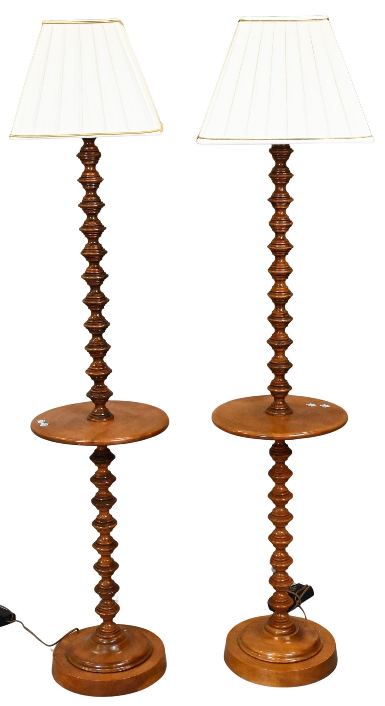 Pair of Turned Wood Floor Lamps (1 of 5)