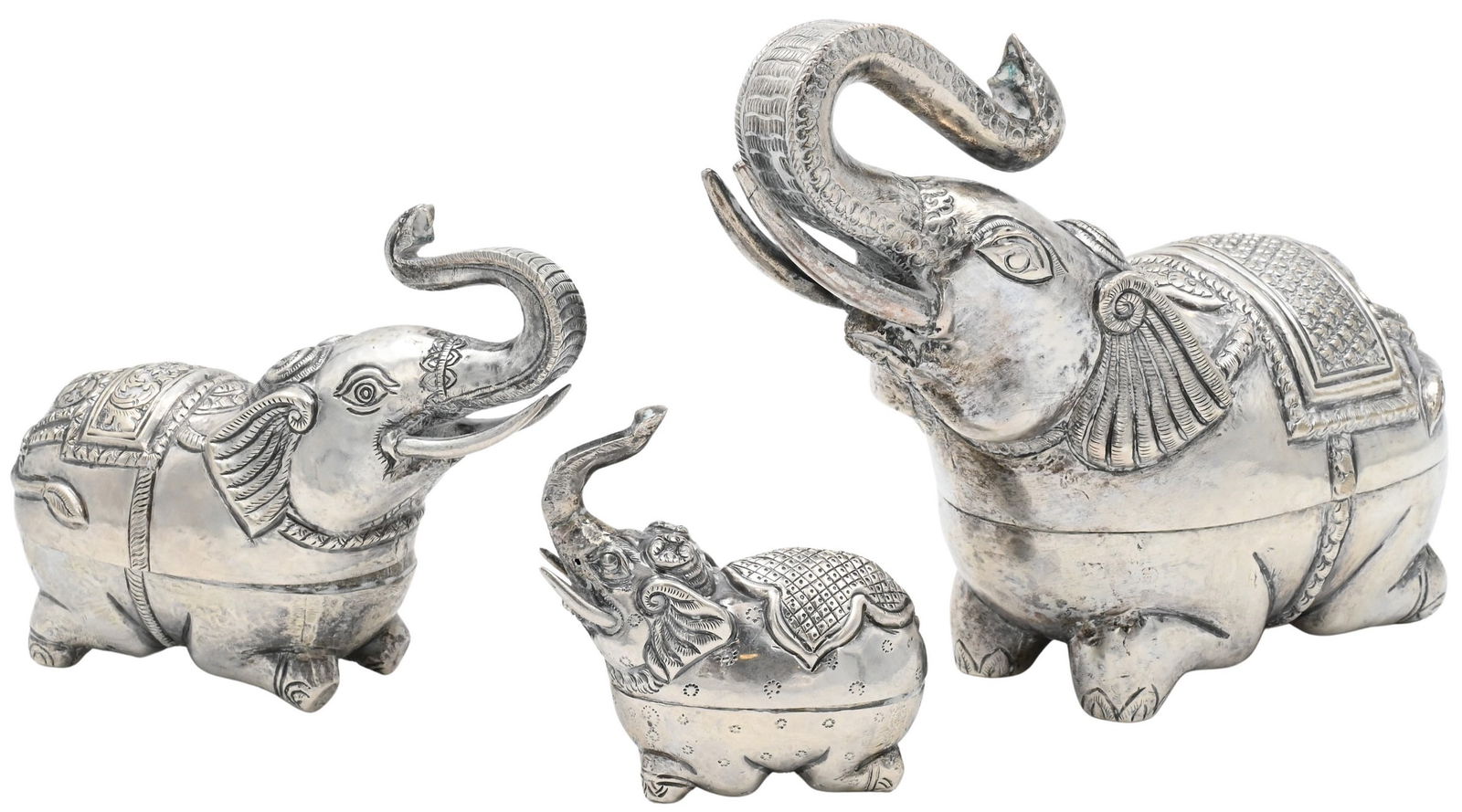 Three 90% Silver Nesting Elephants (1 of 7)
