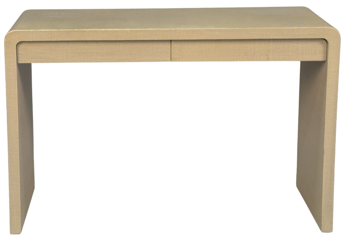 Karl Springer Style Linen Wrapped Waterfall Desk (1 of 4)