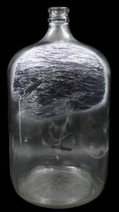 Vernon Fisher (American 1943-2023): Vernon Fisher (American 1943-2023) "Tokyo Bay" 1986 Oil on large glass bottle, mixed media installation, meant to hold water Height 18 1/2 inches