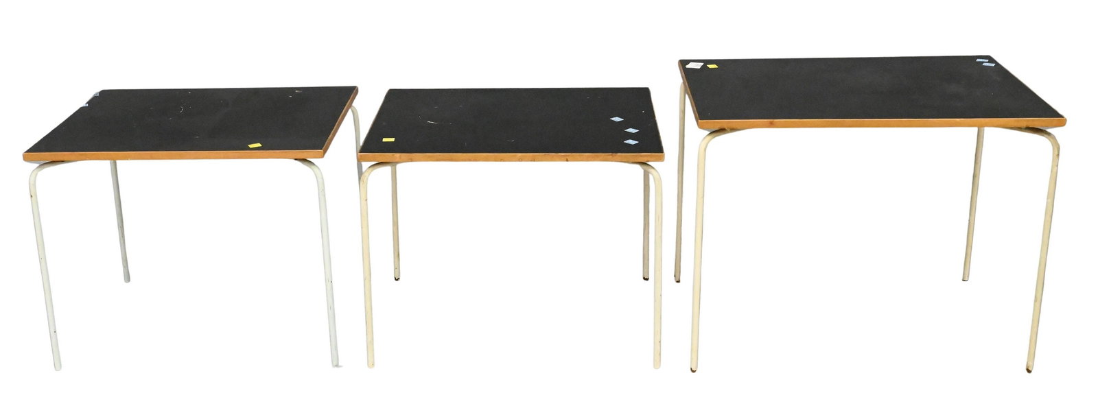 Set of Three Paulin Style End Tables: Set of Three Paulin Style End Tables tallest 18 1/4 inches, top 15 3/4" x 23 1/4"