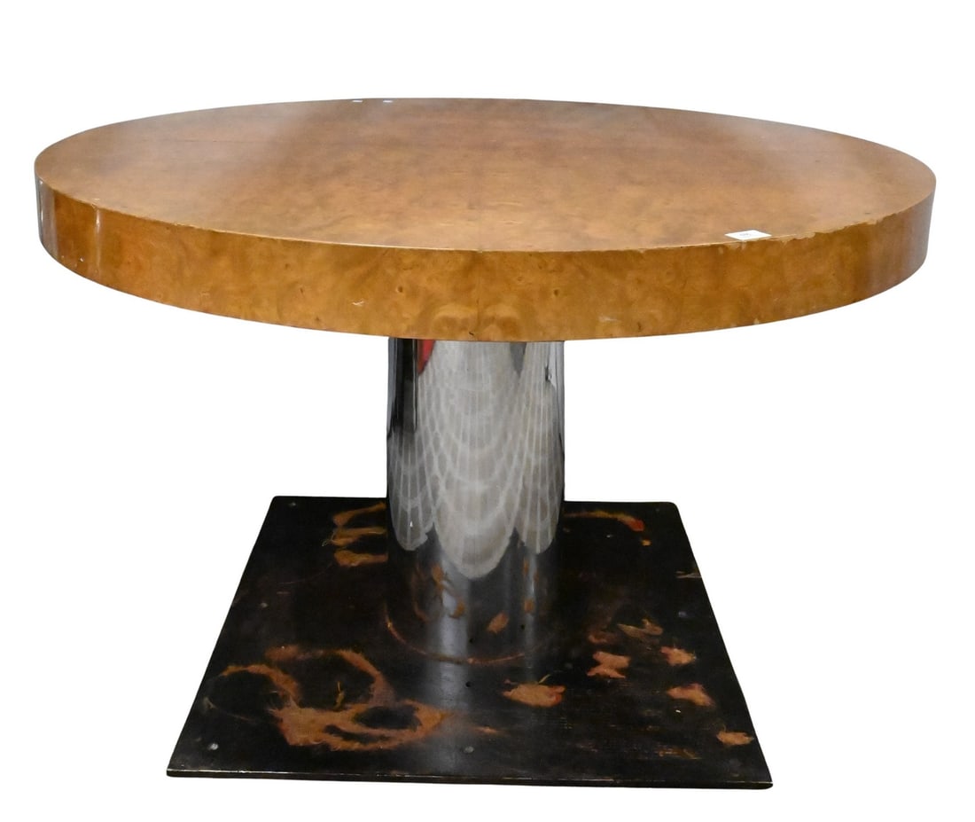 Milo Baughman Style Burled Round Table (1 of 4)