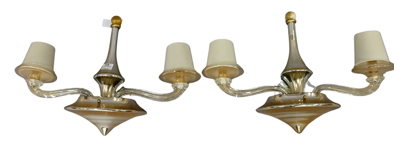 Pair of Art Deco Murano Two Light Wall Sconces (1 of 6)