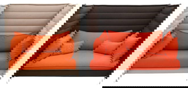 Two Ronan and Erwan Bouroullec "Vitra" Alcove Sofas: Two Ronan and Erwan Bouroullec "Vitra" Alcove Sofas one grey the other black upholstery height 53 inches, length 46 inches