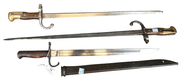 Group of Three Antique Swords and Bayonets