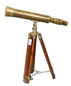 Antique Brass and Wood Telescope