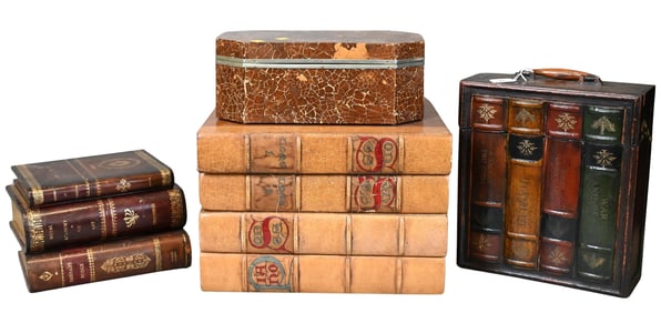 Seven Piece Group of Faux Book Boxes