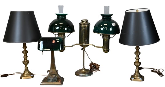 Four Brass Table Lamps