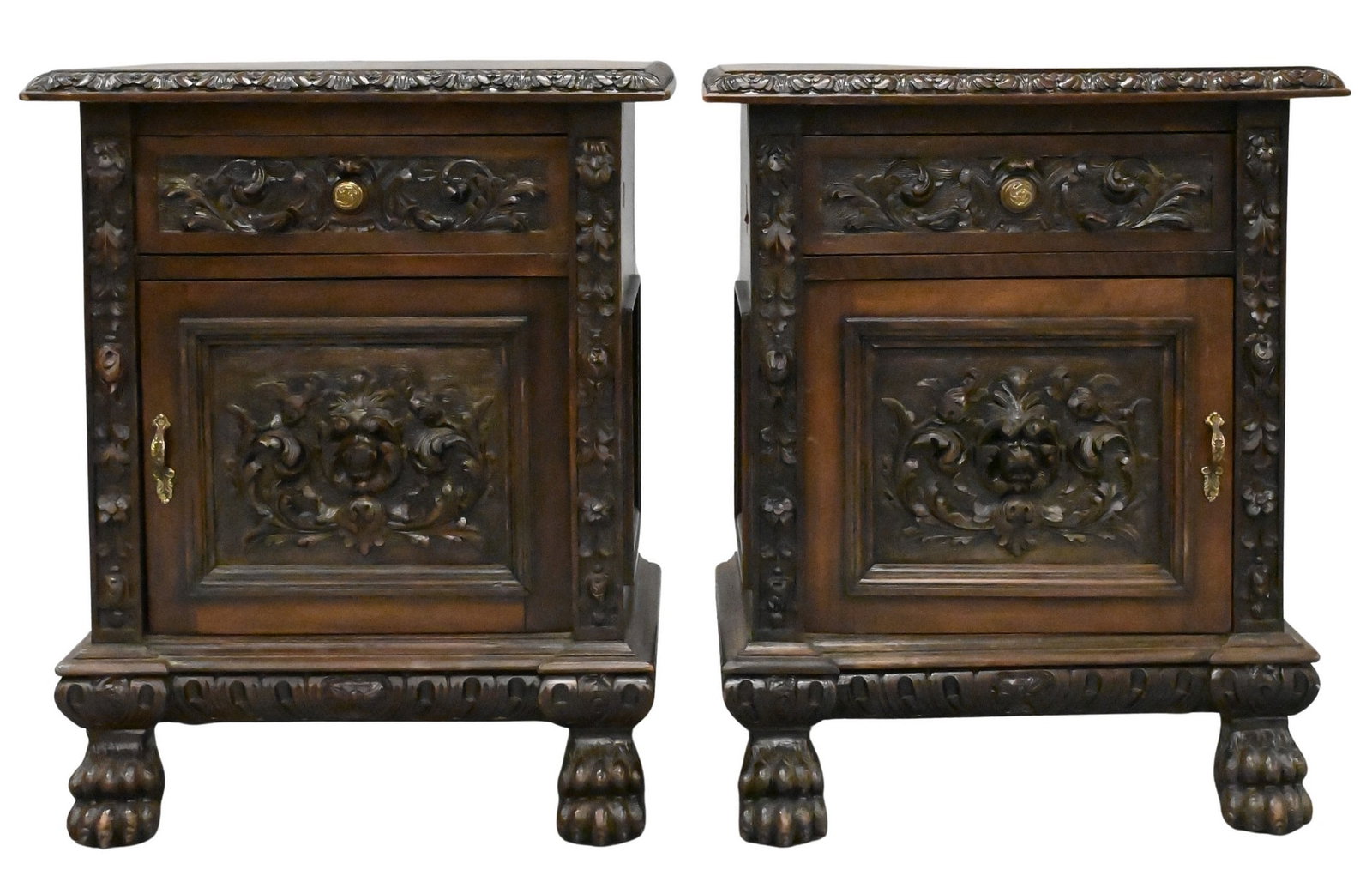 Pair of Heavily Carved Continental End Tables (1 of 4)