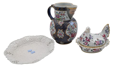 Three Piece Antique Porcelain Group