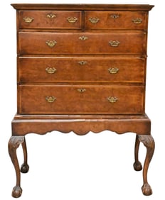Queen Anne Burlwood Chest Now on Frame