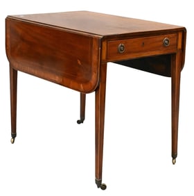 Banded and Inlaid Georgian Mahogany Drop Leaf Pembroke Table
