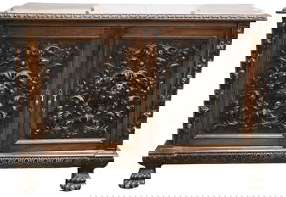 Heavily Carved Continental Two Door Chest