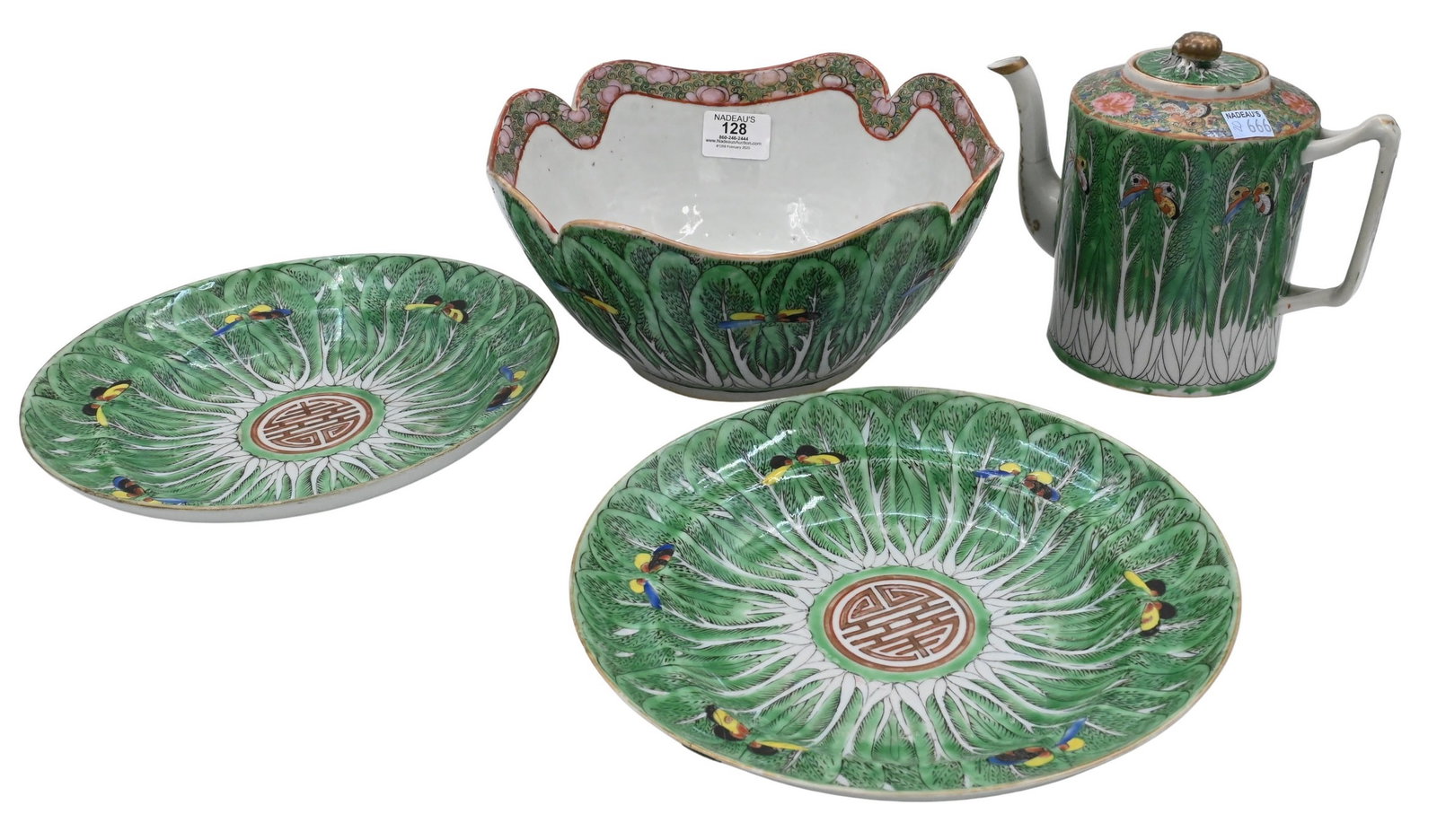 Four Piece Rose Famille Porcelain Grouping (1 of 6)