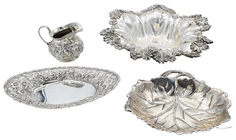 Four Piece Repousse Sterling Silver Lot