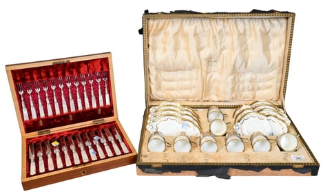 Custom Paragon Porcelain and Silver Fish Set