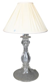 Large Candlestick Form Glass Table Lamp