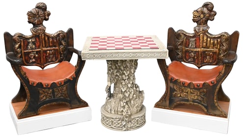 Three Piece Arthurian Chess Themed Suite