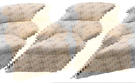 Pair of Edward Ferrell Upholstered Club Chairs