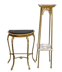 Two Marble Top French Stands