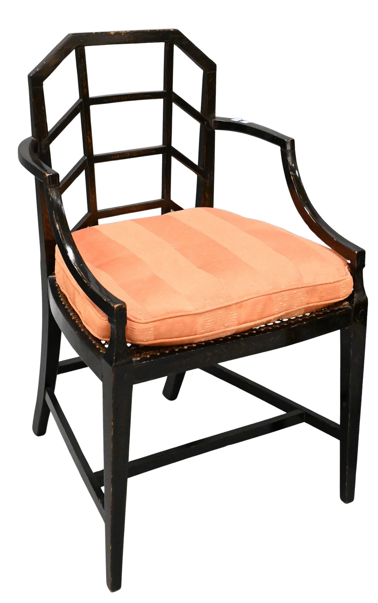 George IV Black Lacquered Armchair: George IV Black Lacquered Armchair having caned seat, circa 1800 height 34 inches Provenance: A collection from Southbury, Connecticut