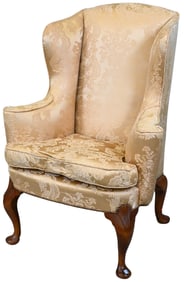 William Tillman Mahogany Queen Anne Style Upholstered Wingback Armchair