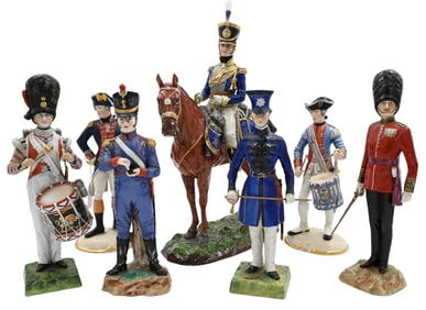 Seven Porcelain Soldier Figures
