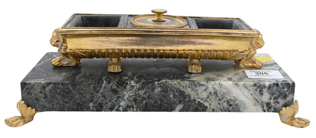 Bronze and Marble Inkwell