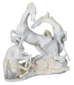 Fulgencio Garcia for LLadro "Horse Group in White" Bisque Figure