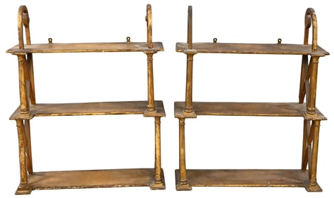 Pair of Italian Gilt Decorated Hanging Shelves