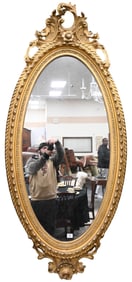 Victorian Oval Mirror in Original Gilt