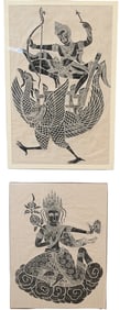 Group of Four Cambodian Temple Rubbings