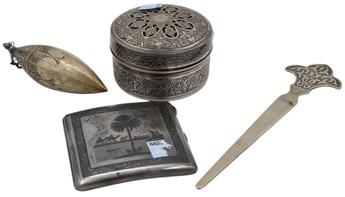 Four Piece Egyptian Silver Group