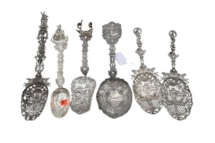 Six Piece Continental Silver Souvenir Group