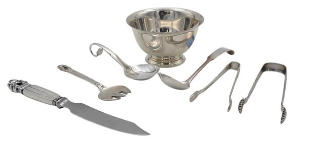 Seven Piece Group of Tiffany and Company as well as Georg Jensen Sterling Silver